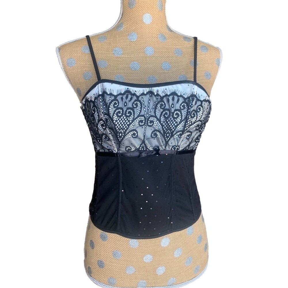VTG Rampage Lace Bustier Corset Top Y2K Whimsigoth Coquette Fairy Medium
